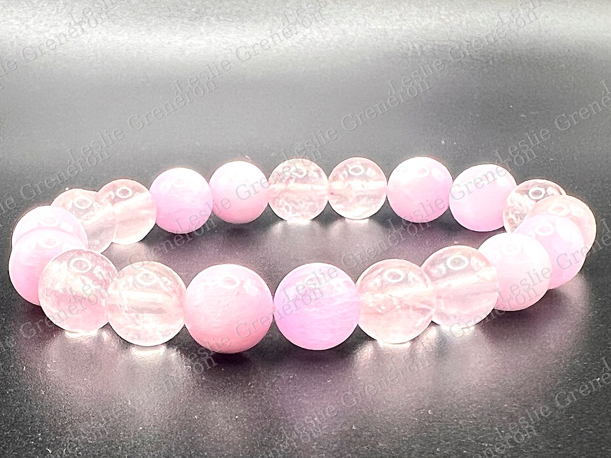 Bracelet Petit bonbon en pierres naturelles — Kunzite, Quartz rose
