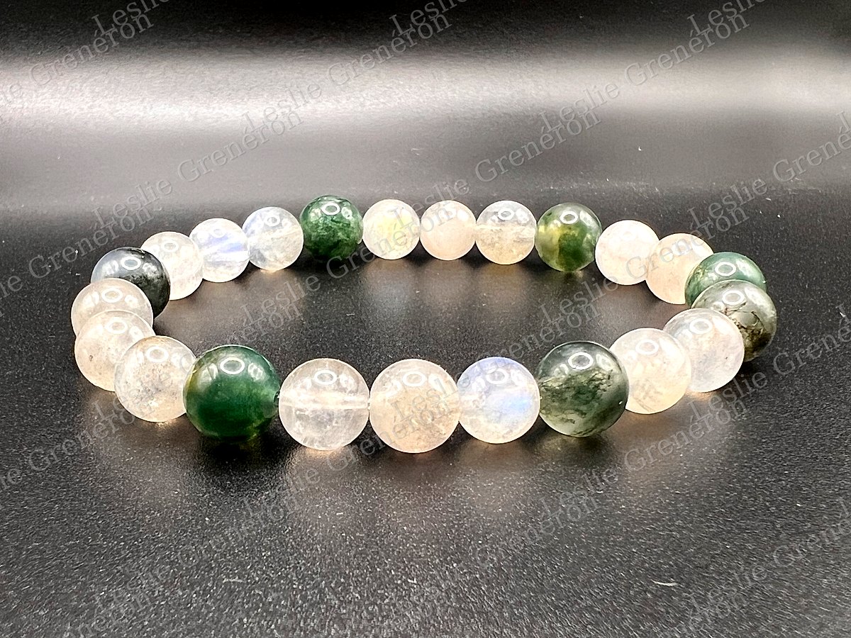 Bracelet Baume de Sensibilité en pierres naturelles — Agate mousse, Labradorite