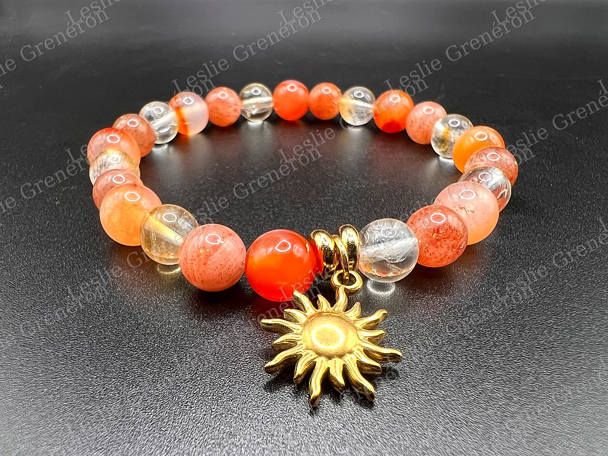 Bracelet Soleil Intérieur en pierres naturelles — cornaline, Citrine, Pierre de soleil