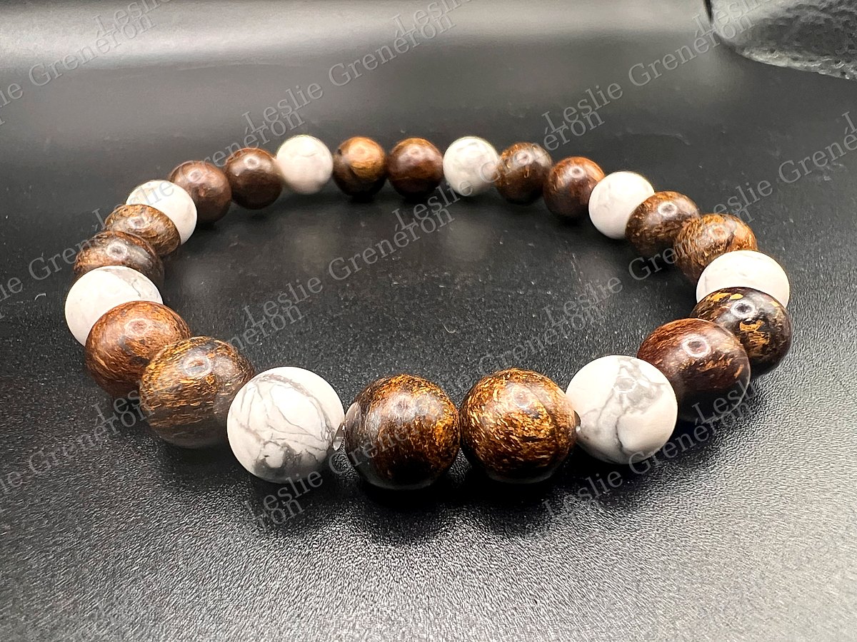 Bracelet Calme Intérieur en pierres naturelles — Bronzite, Howlite