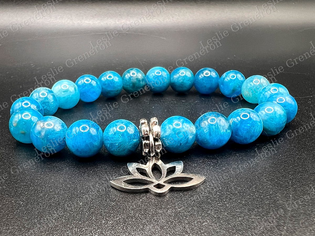 Bracelet Lotus Bleu en pierres naturelles — Apatite