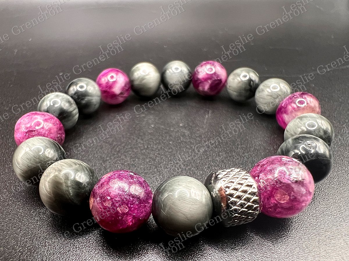 Bracelet Mon Gardien des Émotions en pierres naturelles — Lépidolite, Tourmaline oeil de chat