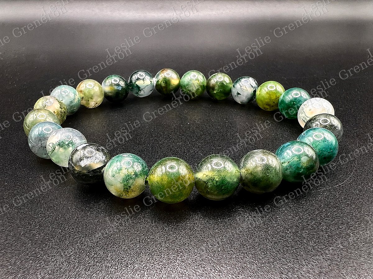 Bracelet Force de la Nature en pierres naturelles — Agate mousse