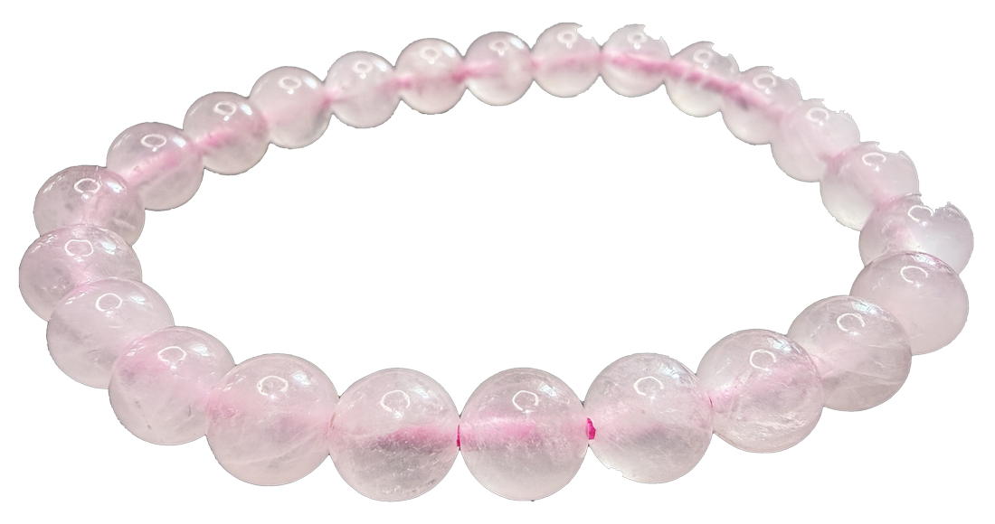 Bracelet en quartz rose vu du dessus — Au Fil des Émotions