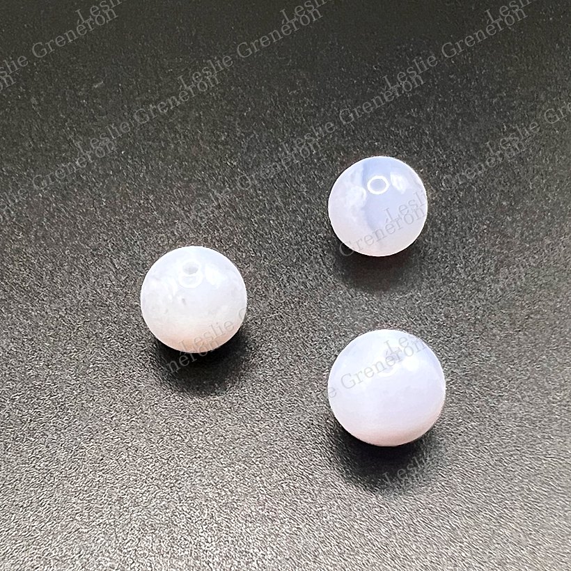 Perles de Calcédoine bleue